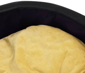 vidaXL Κρεβάτι Σκύλου Μαύρο/Κίτρινο 79x70x19 εκ. Βελουτέ/Συνθ. Δέρμα