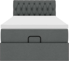 vidaXL Οθωμανικό κρεβάτι με στρώμα σκούρο γκρι 90x200cm ύφασμα