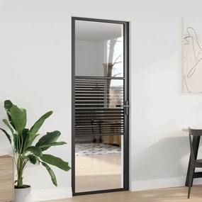 vidaXL Εσωτερική Πόρτα Μαύρο 76 x 201.5 cm Tempered γυαλί, Αλουμίνιο