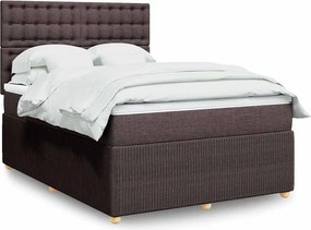vidaXL Κρεβάτι Boxspring με Στρώμα Σκούρο Καφέ 140x190 εκ. Υφασμάτινο