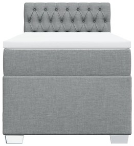 vidaXL Κρεβάτι Boxspring με Στρώμα Ανοιχτό Γκρι 90x200 εκ. Υφασμάτινο
