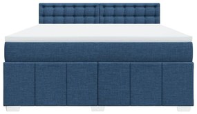 vidaXL Κρεβάτι Boxspring με Στρώμα Μπλε 180x200 εκ. Υφασμάτινο