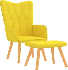 vidaXL Πολυθρόνα Relax Κίτρινη Μουσταρδί Υφασμάτινη με Σκαμπό
