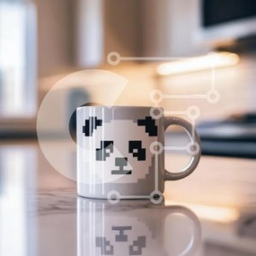 Intra Συλλεκτικό Ξύλινο Παζλ Plywood  4mm - Κούπα Panda Pixelated σε μαρμάρινο πάγκο Σε Ξύλινο Κουτί - Διαστάσεις: 10x10 cm – 25 κομμάτια