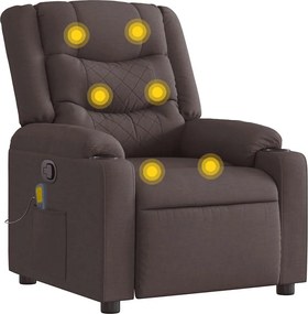 vidaXL Πολυθρόνα Μασάζ Ανακλινόμενη Σκούρο Καφέ Υφασμάτινη
