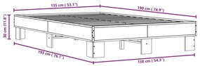 Πλαίσιο Κρεβατιού Sonoma Δρυς 135x190 εκ. Επεξ. Ξύλο &amp; Μέταλλο - Καφέ