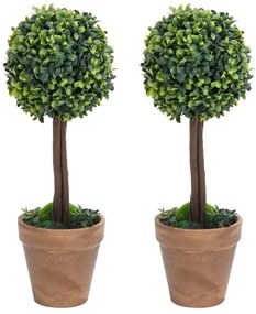 vidaXL Πυξάρι Τεχνητό σε Σχήμα Μπάλας 2 τεμ. Πράσινα 41 εκ. με Γλάστρα