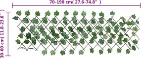 vidaXL Καφασωτό Επεκτ. Πράσινο 190x60 εκ. Τεχνητά Αμπελόφυλλα