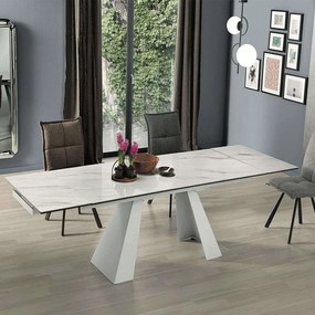 Τραπέζι Επεκτεινόμενο Pisa 180x90x76cm White-Marble Capodarte