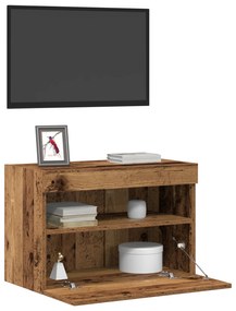 vidaXL Τηλεοπτική Βαθμίδα με LED Φώτα Παλιό Ξύλο 60x30x40 εκ