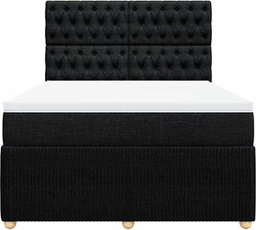 vidaXL Κρεβάτι Boxspring με Στρώμα Μαύρο 160x200 εκ. Υφασμάτινο