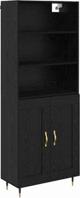 vidaXL Highboard Μαύρη δρυς 69,5 x 34 x 180 εκ. Επεξεργασμένο ξύλο