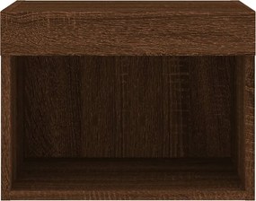 vidaXL Κομοδίνο Επιτοίχιο με Φώτα LED Καφέ Δρυς