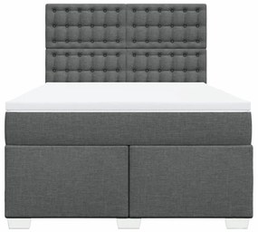 vidaXL Κρεβάτι Boxspring με Στρώμα Σκούρο Γκρι 140x190 εκ. Υφασμάτινο