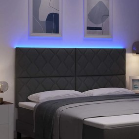 vidaXL Κεφαλάρι με φώτα λωρίδας LED με κεφαλάρι Γκρι 180 cm ύφασμα