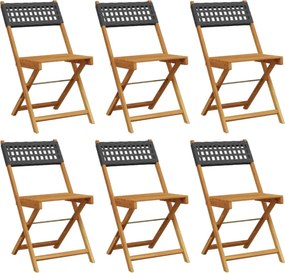vidaXL Πτυσσόμενες καρέκλες 6 τεμ. Μαύρο πολυεστέρα και μασίφ ξύλο