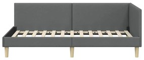 vidaXL Κρεβάτι Γωνίας Σκούρο γκρι 100 x 200 cm Ύφασμα και Έργο ξύλου