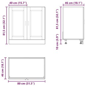 Ντουλάπι βάσης νεροχύτη Porto Δρυς τεχνίτης 80x46x81,5 cm - Καφέ