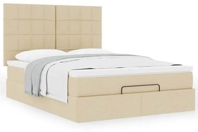 VidaXL Οθωμανικό κρεβάτι με στρώμα Cream 140x200cm ύφασμα