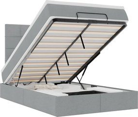 vidaXL Οθωμανικό κρεβάτι με στρώμα &amp; LEDs Ανοιχτό γκρι Ύφασμα
