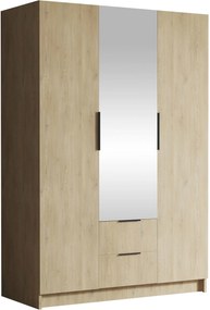 Ντουλάπα Calwi II τρίφυλλη-Φυσικό - Μαύρο