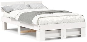 vidaXL Σκελετός Κρεβατιού Λευκό 140 x 190 cm Μασίφ ξύλο πεύκου