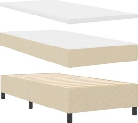 vidaXL LED Κρεβάτι με βάθρο με κεφαλάρι Κρεμ 90 x 200 cm ύφασμα