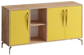 Μπουφές Suder 811MDD4115 140x40x86cm Yellow-Oak Μοριοσανίδα, Μέταλλο