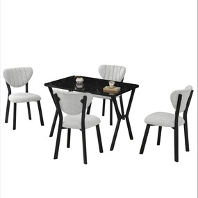 Extendable Dining Table &amp; Chairs Set (5 Pieces) Elma - Cream, Black Cream
Black