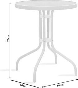 Τραπέζι Watson μέταλλο λευκό-γυαλί Φ60x70εκ 60x60x70 εκ.