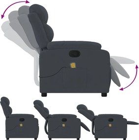 vidaXL Πολυθρόνα Μασάζ Ανακλινόμενη Σκούρο Γκρι Βελούδινη