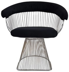Artekko Zlios Πολυθρόνα Μεταλλική Inox με Κάθισμα Μαύρο Ύφασμα (68x57x75)cm