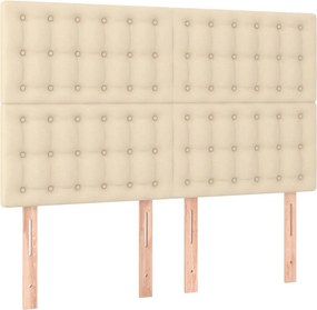vidaXL Κρεβάτι Boxspring με Στρώμα &amp; LED Κρεμ 140x200 εκ. Υφασμάτινο