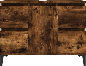 vidaXL Ντουλάπι Νιπτήρα Καπνιστή Δρυς 80x33x60 εκ. Επεξεργ. Ξύλο
