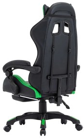 Καρέκλα Racing με Υποπόδιο Πράσινη/Μαύρη από Συνθετικό Δέρμα - Πράσινο