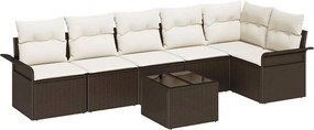 vidaXL Σετ Καναπέ Κήπου 7 τμχ. Καφέ συνθετικό ρατάν