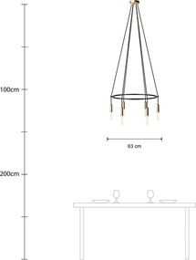 Πολυέλαιος Οροφής Μοντέρνος 6φωτο Cage P-Light Μπρονζέ με Λάμπες