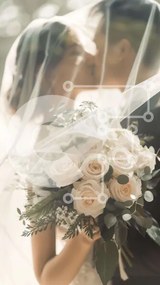 Intra Συλλεκτικό Ξύλινο Παζλ Plywood 4mm - Νεόνυμφο ζευγάρι που φιλιέται κάτω από το πέπλο Σε Ξύλινο Κουτί - Διαστάσεις Puzzle: 10x10 cm – 25 κομμάτια