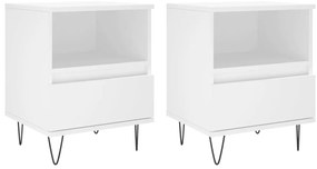 vidaXL Κομοδίνα Λευκά 2 τεμ. 40 x 35 x 50 εκ. από Επεξεργασμένο Ξύλο