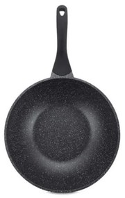 Τηγάνι Wok Royalty Line RL-BW28M, 28cm, Mαρμάρινη επίστρωση, Επαγωγή, Μαλακή λαβή, Μαύρο