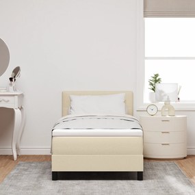 vidaXL Κρεβάτι Box Spring με Στρώμα & LED Κρέμα 90x200 εκ. Ύφασμα