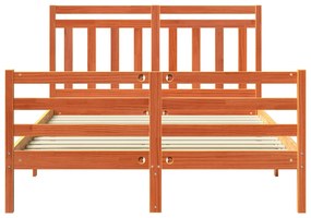 vidaXL Σκελετός Κρεβατιού με κεφαλάρι Κερωτό καφέ 160 x 200 cm