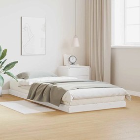 vidaXL Κρεβάτι δαπέδου Λευκό 90 x 210 cm Μασίφ ξύλο πεύκου