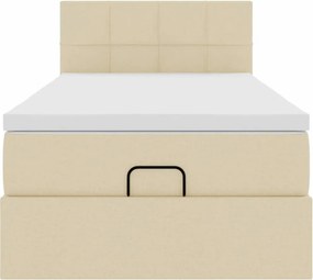 vidaXL Οθωμανικό κρεβάτι με στρώμα Cream 90x200cm ύφασμα
