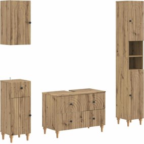 vidaXL Σετ Ντουλαπιών Μπάνιου 4 Τεμαχίων ALKMAAR Artisan Δρυς