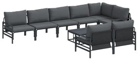 vidaXL Σετ Καναπέ Κήπου 9 pcs Ανθρακί Ατσάλι