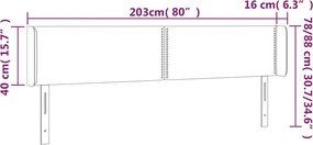 vidaXL Κεφαλάρι Κρεβατιού LED Λευκό 203x16x78/88 εκ. Συνθετ. Δέρμα