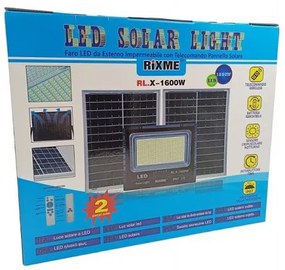 LED προβολέας με 2 ηλιακά πάνελ Rixme RL.X-1600W