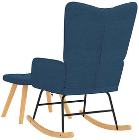 vidaXL Πολυθρόνα Κουνιστή Μπλε Υφασμάτινη με Σκαμπό