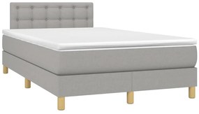 vidaXL Κρεβάτι Boxspring με Στρώμα Ανοιχτό Γκρι 120x200 εκ. Υφασμάτινο